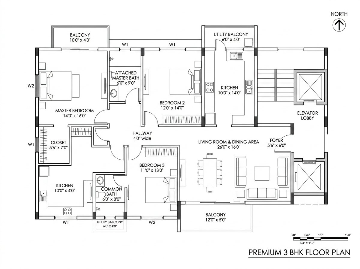 3 BHK Floor Plan